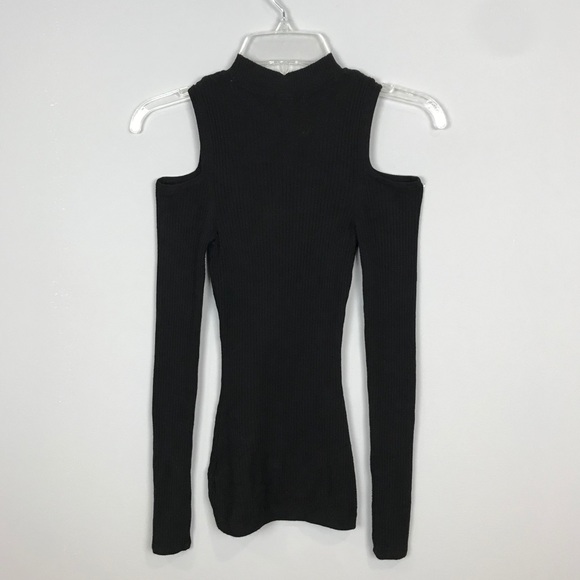 Sweater Cold Shoulder High Neck Black C - Picture 4 of 9